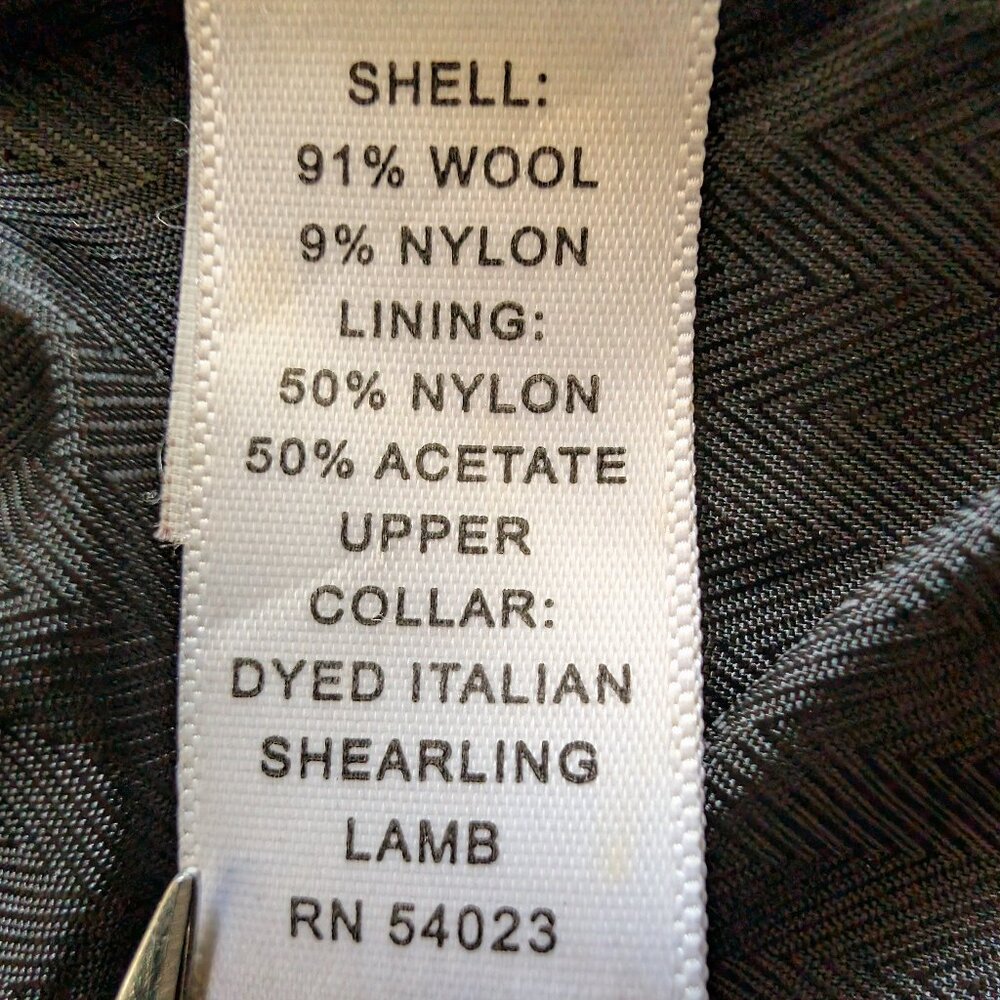 BR Herringbone Wool Italian Shearling Collar Coat XL Y2K Heritage Old Money EUC - Picture 13 of 17